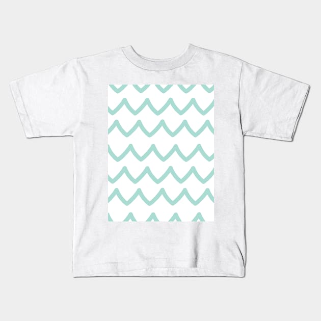 White blue sea ocean waves Kids T-Shirt by essskina